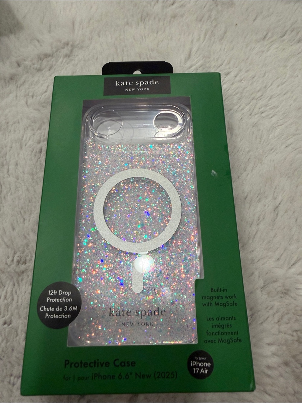 kate spade Clear Glitter MagSafe iPhone 17 air Case with Holographic Sparkle